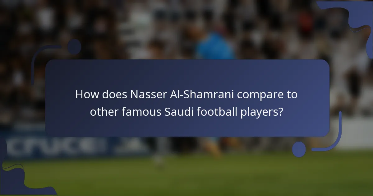 How does Nasser Al-Shamrani compare to other famous Saudi football players?